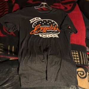 Black Graphic T-Shirt with Orange Logo